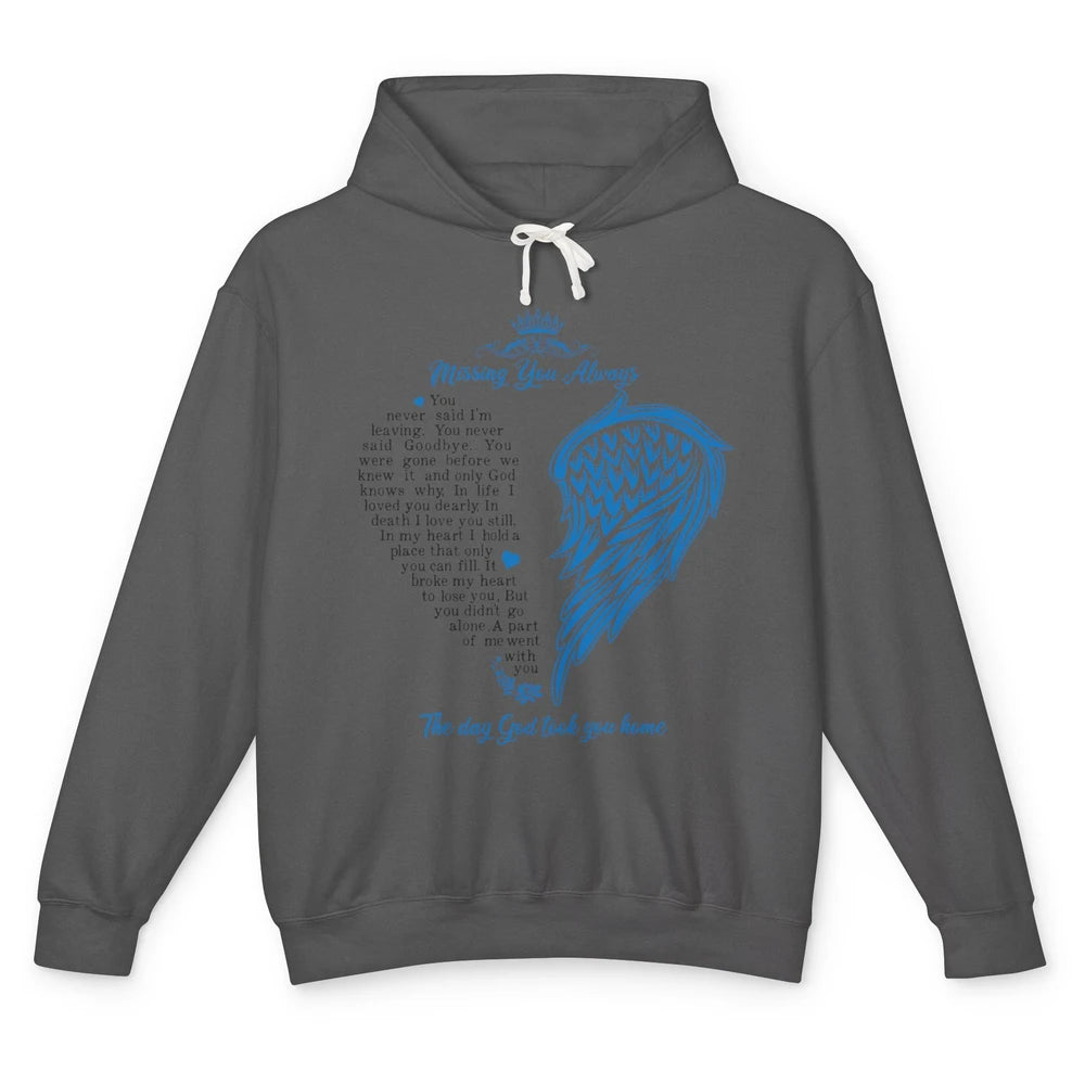 Memorial Angel Wing Missing You Always Loving Memory Unisex Lightweight Hoodie