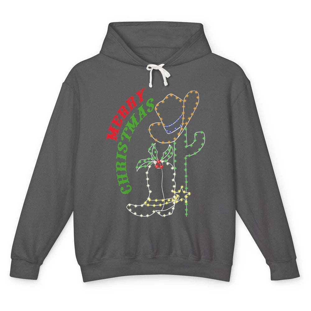 Retro Cowboy Merry Christmas Western Country Cowgirl Costume Unisex Lightweight Hoodie