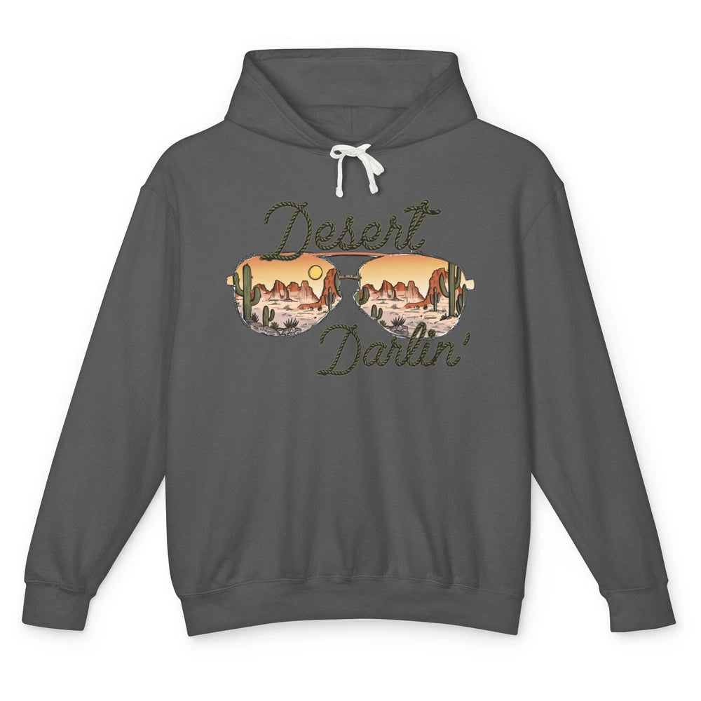 Retro Desert Darling Cactus Glasses Western Country Cowboy Unisex Lightweight Hoodie