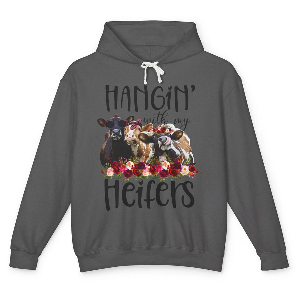 Funny Floral Heifer Hanging With My Heifer Cow Castle Farmer Unisex Lightweight Hoodie