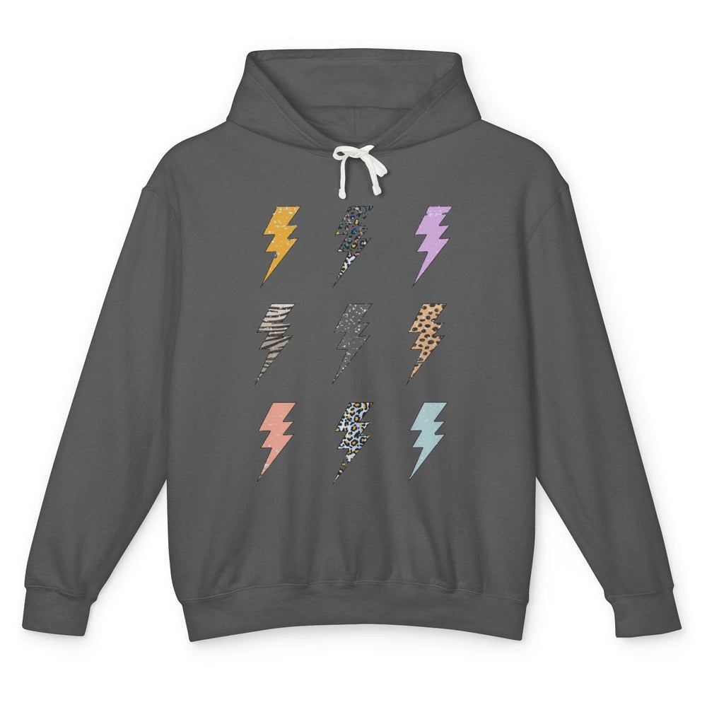 Preppy Lightning Bolt Colorful Leopard Cheetah Western Retro Unisex Lightweight Hoodie