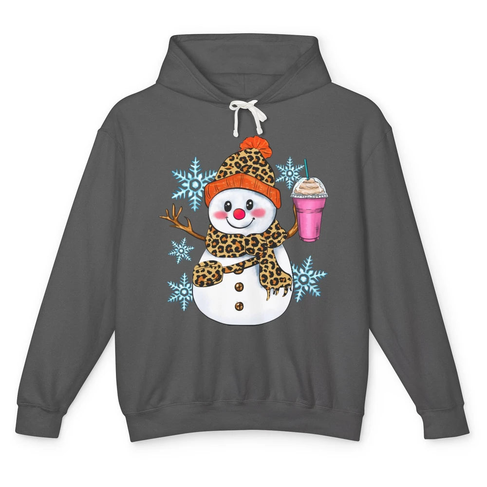 Retro Leopard Christmas Bougie Snowman Boojee Winter Holiday Unisex Lightweight Hoodie