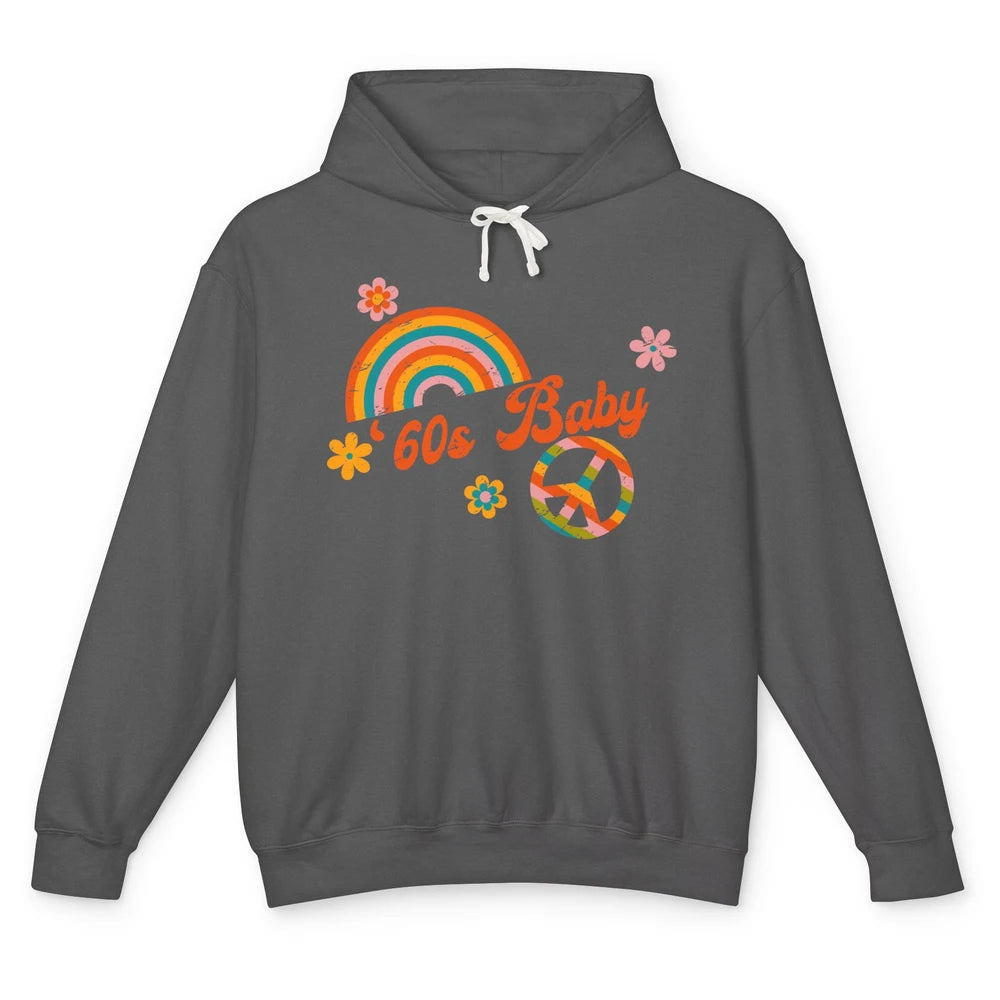 Retro Rainbow 60s Baby Made In 60s 1960s Born Birthday Day Unisex Lightweight Hoodie
