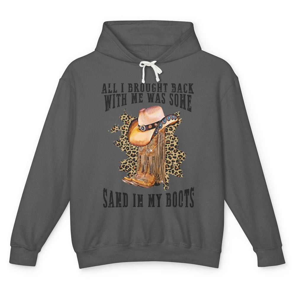 Retro Leopard Sand In My Boot Western Country Cowgirl Cowboy Unisex Lightweight Hoodie
