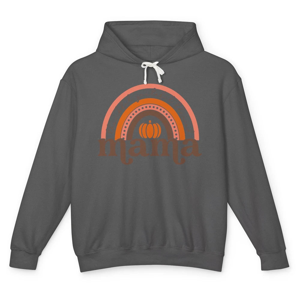 Pumpkin Rainbow Thankful Grateful Blessed Mama Thanksgiving Unisex Lightweight Hoodie
