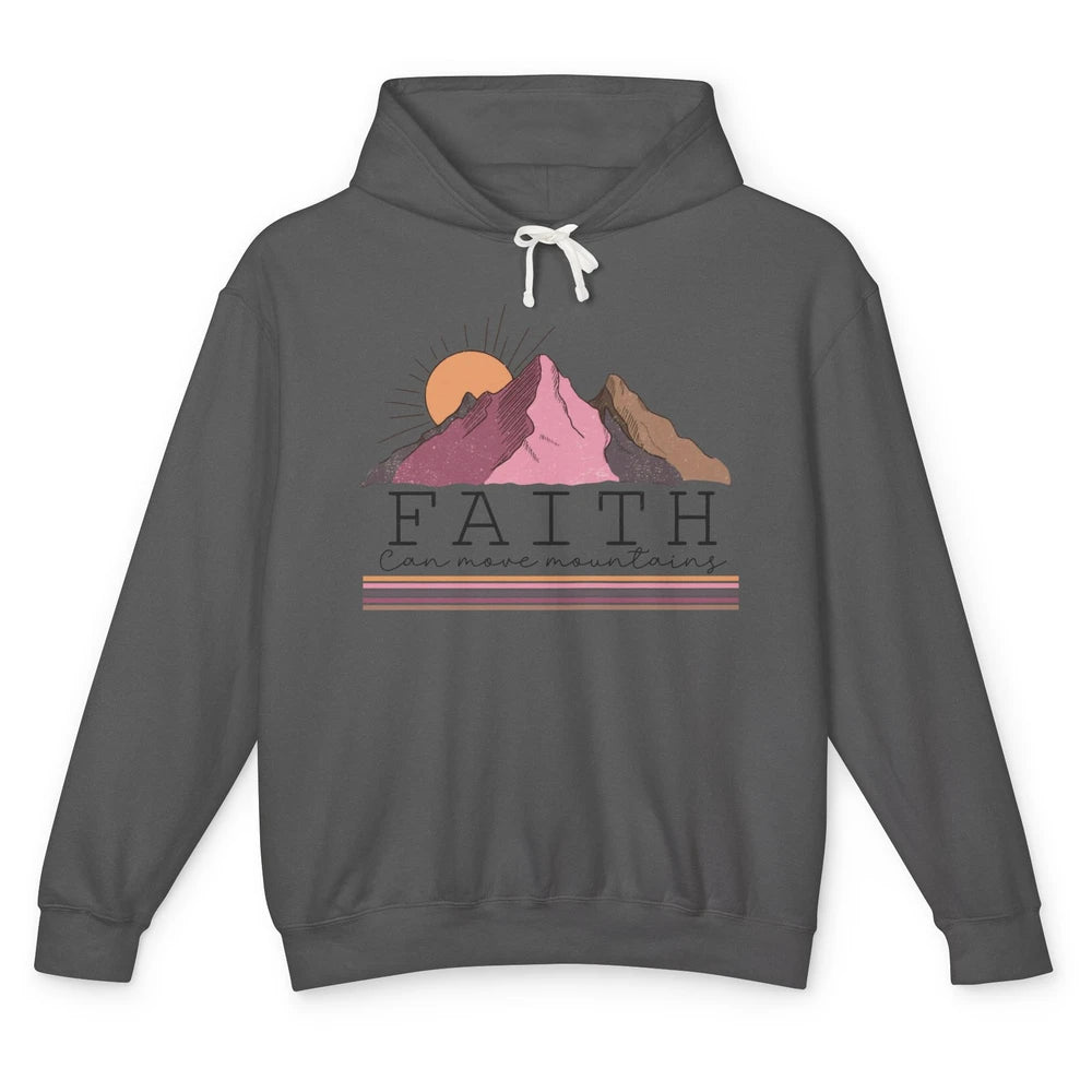 Faith Can Move Mountains Retro Christian Bible Verse Jesus Unisex Lightweight Hoodie