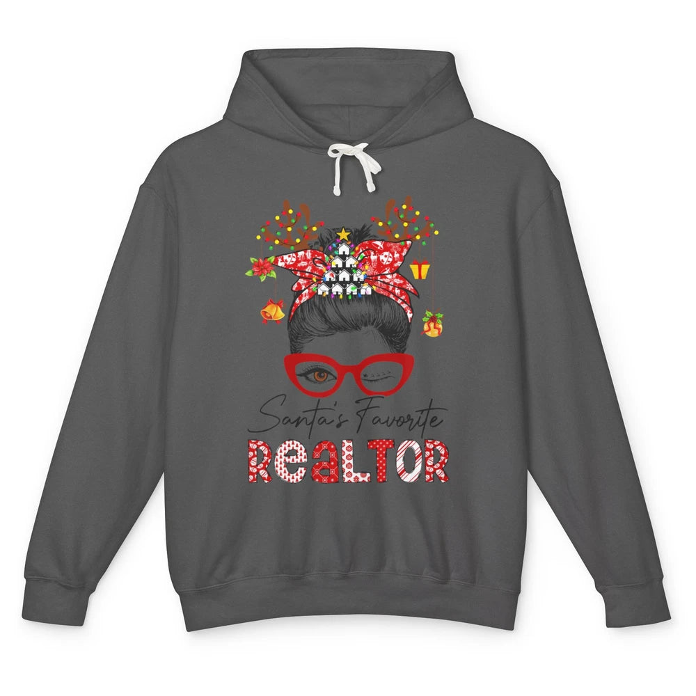 Merry Christmas Xmas Santa Messy Hair Realtor Real Estate Unisex Lightweight Hoodie