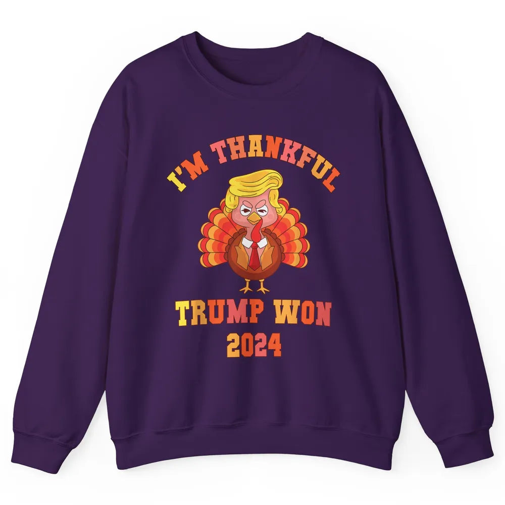 Funny Donald Trump Make Thanksgiving Great Again Thankful Trump Won Republican Unisex Crewneck Sweatshirt