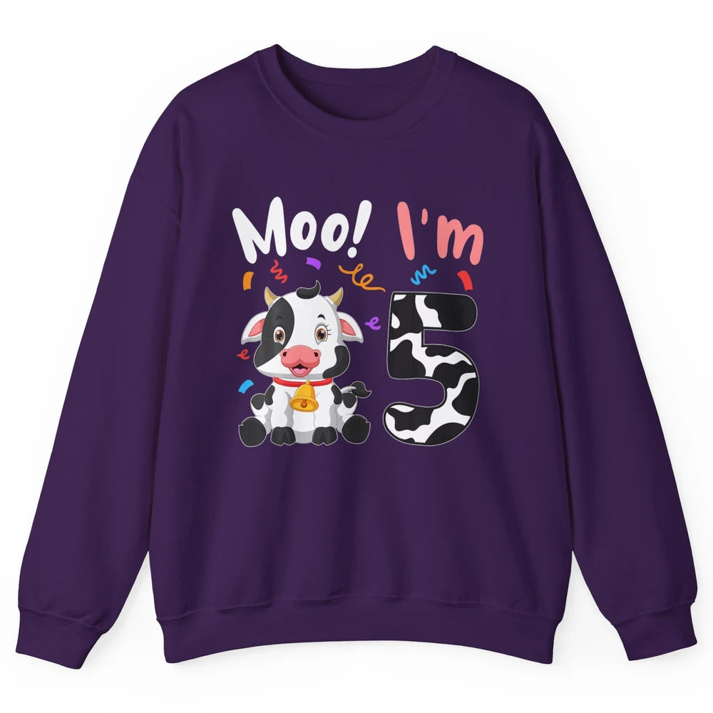 5th Birthday Moo Im 5 Cow Farm Animal Barnyard Family Party Unisex Crewneck Sweatshirt