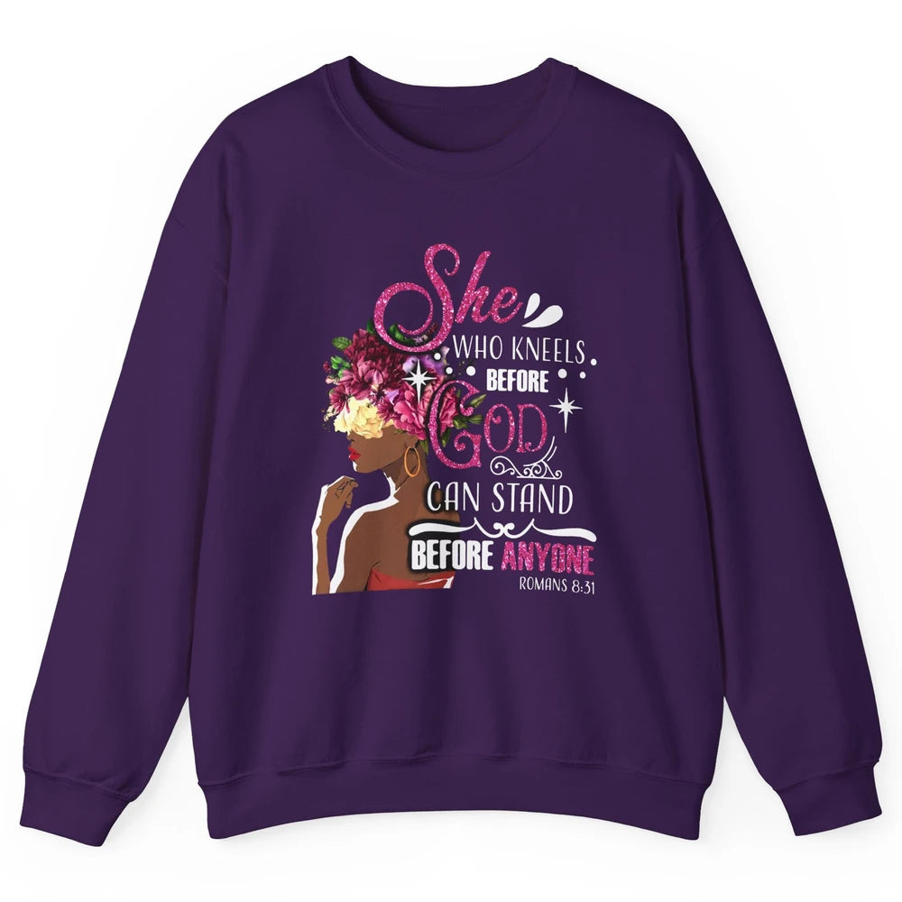 Black Girl She Who Kneels Before God Christian Afro Women Unisex Crewneck Sweatshirt