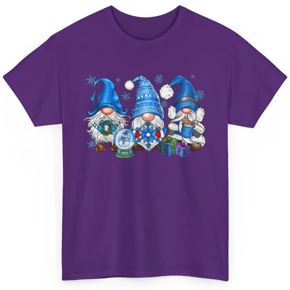 Retro Blue Snowman Gnomes Blue Christmas Winter Gnomies Xmas Classic Unisex T-Shirt