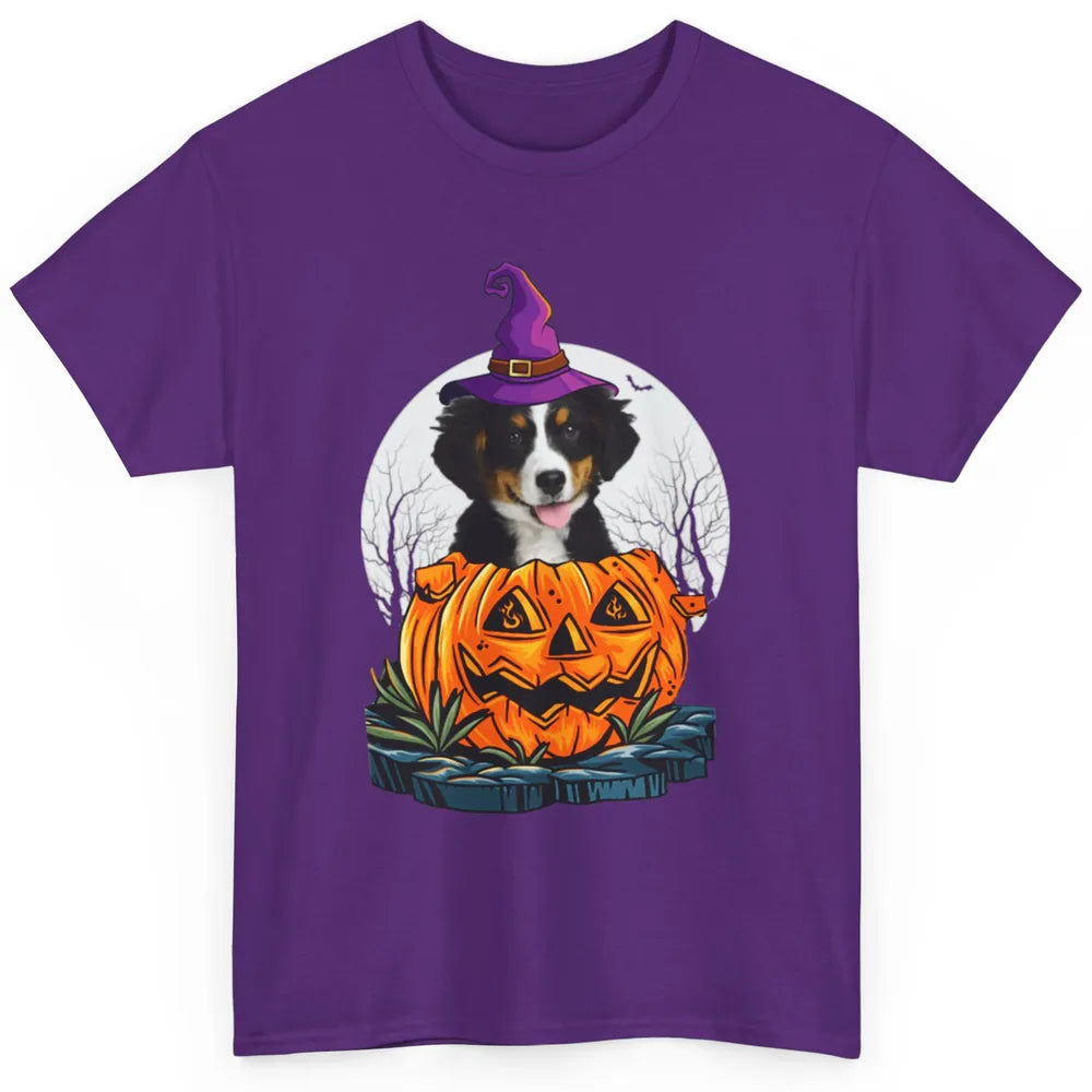 Bernese Mountain Dog Witch Pumpkin Halloween Spooky Season Classic Unisex T-Shirt