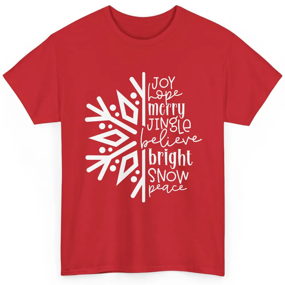 Snowflakes Christmas Joy Hope Merry Jungle Christmas Lovers Classic Unisex T-Shirt
