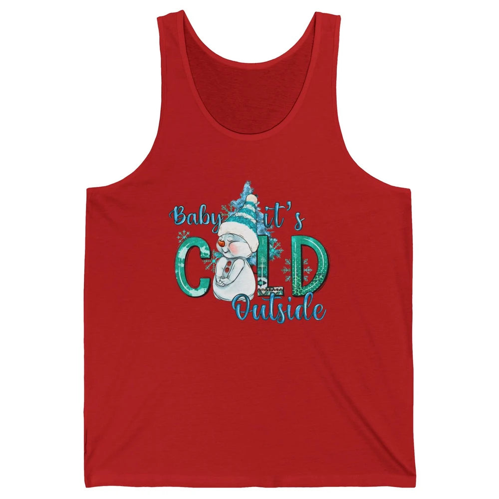 Christmas Cute Snow Man It's Cold Outside Freezing Season Unisex Jersey Tank