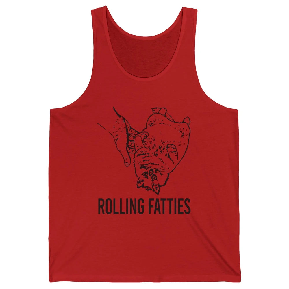 Rolling Fatties Funny Cat Cute Kitten Minimalist Graphic Paw Unisex Jersey Tank