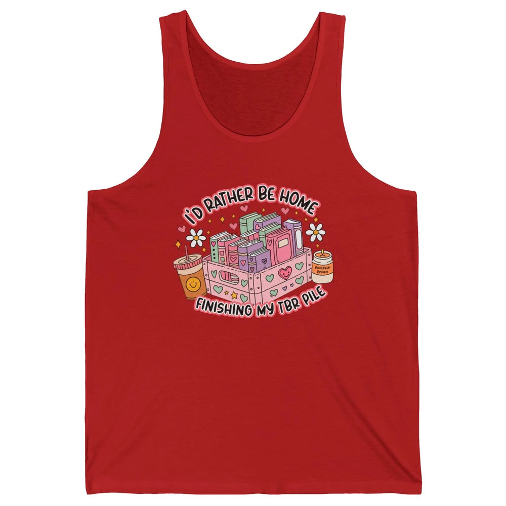 Retro Groovy TBR Book Readers Be Home Finishing My TBR Pile Unisex Jersey Tank
