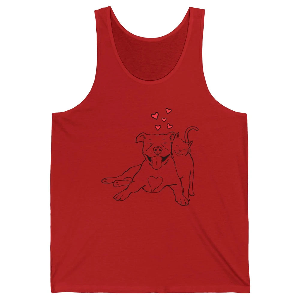 Pittie And Kitty Cute Pitbull Cats And Dogs Lovers Gift Unisex Jersey Tank