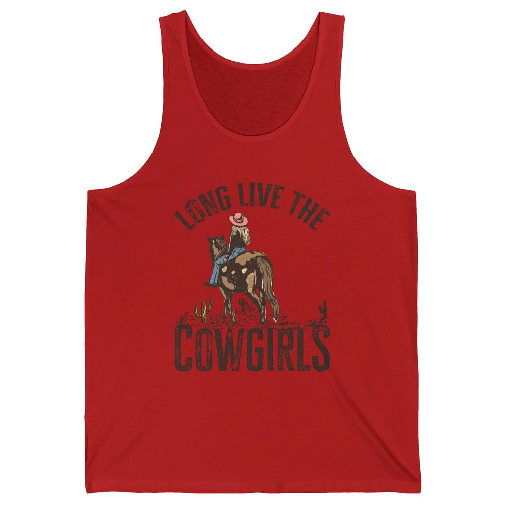 Retro Long Live The Cowgirls Horseback Rider Western Country Unisex Jersey Tank