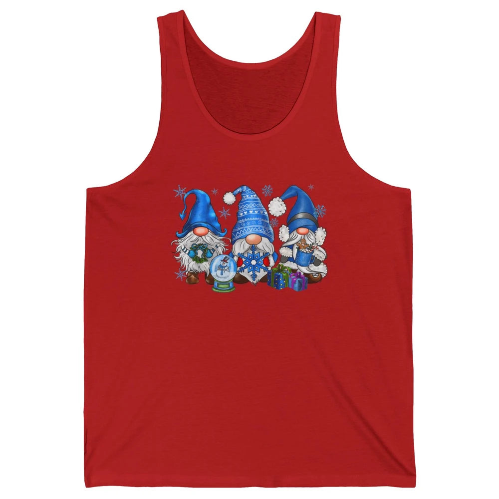 Retro Blue Snowman Gnomes Blue Christmas Winter Gnomies Xmas Unisex Jersey Tank