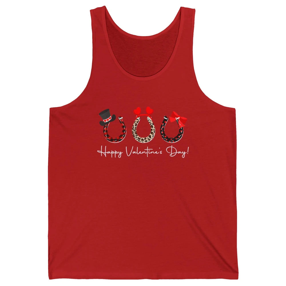 Leopard Red Plaid Heart Love Horseshoes Horse Lover Happy Valentine's Day Unisex Jersey Tank