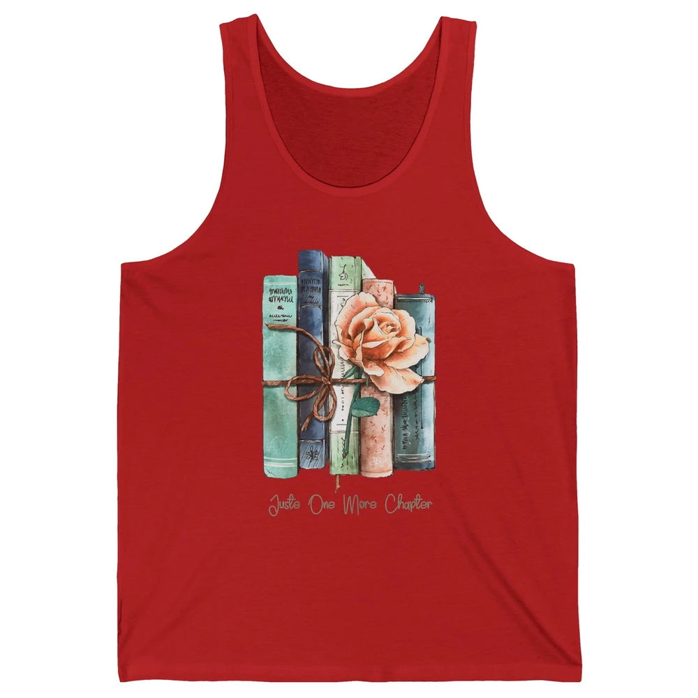 Just One More Chapter Minimalist Floral Book Page Aesthetic Unisex Jersey Tank