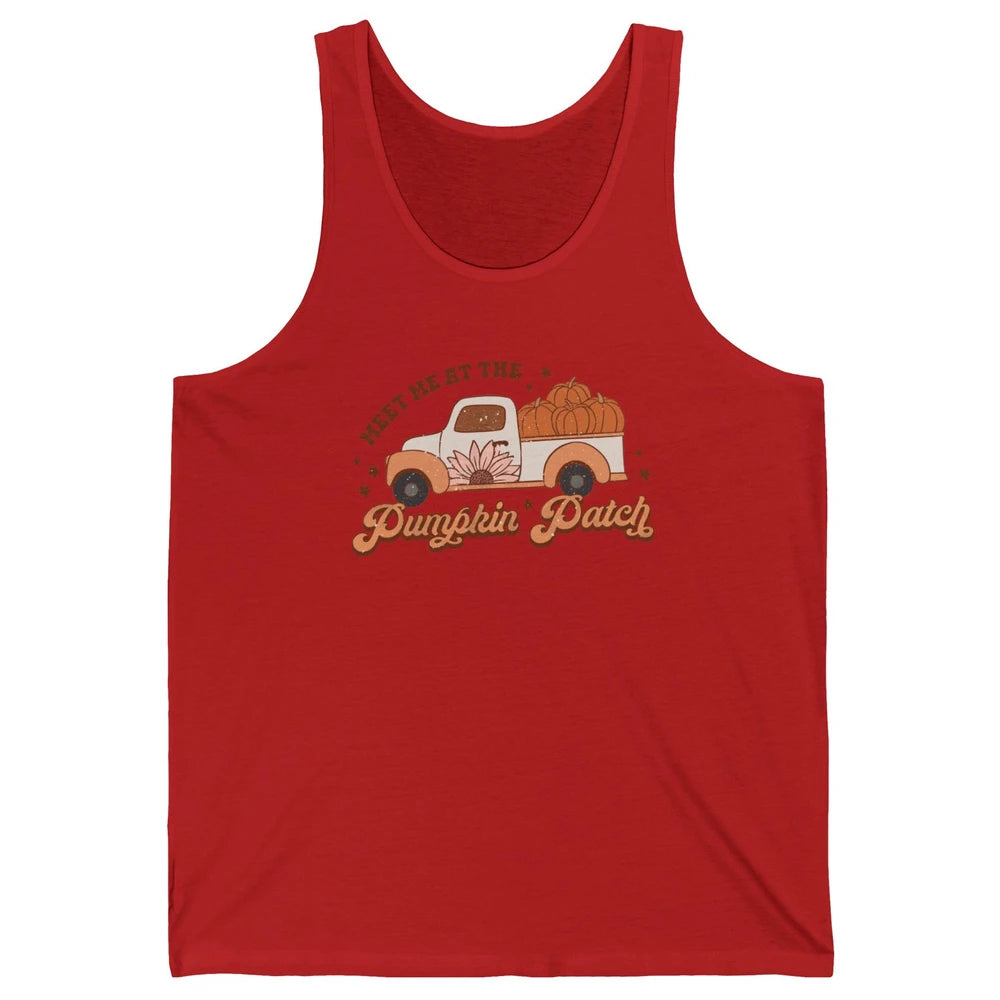 Retro Pumpkin Truck Meet Me At Pumpkin Patch Fall Halloween Unisex Jersey Tank