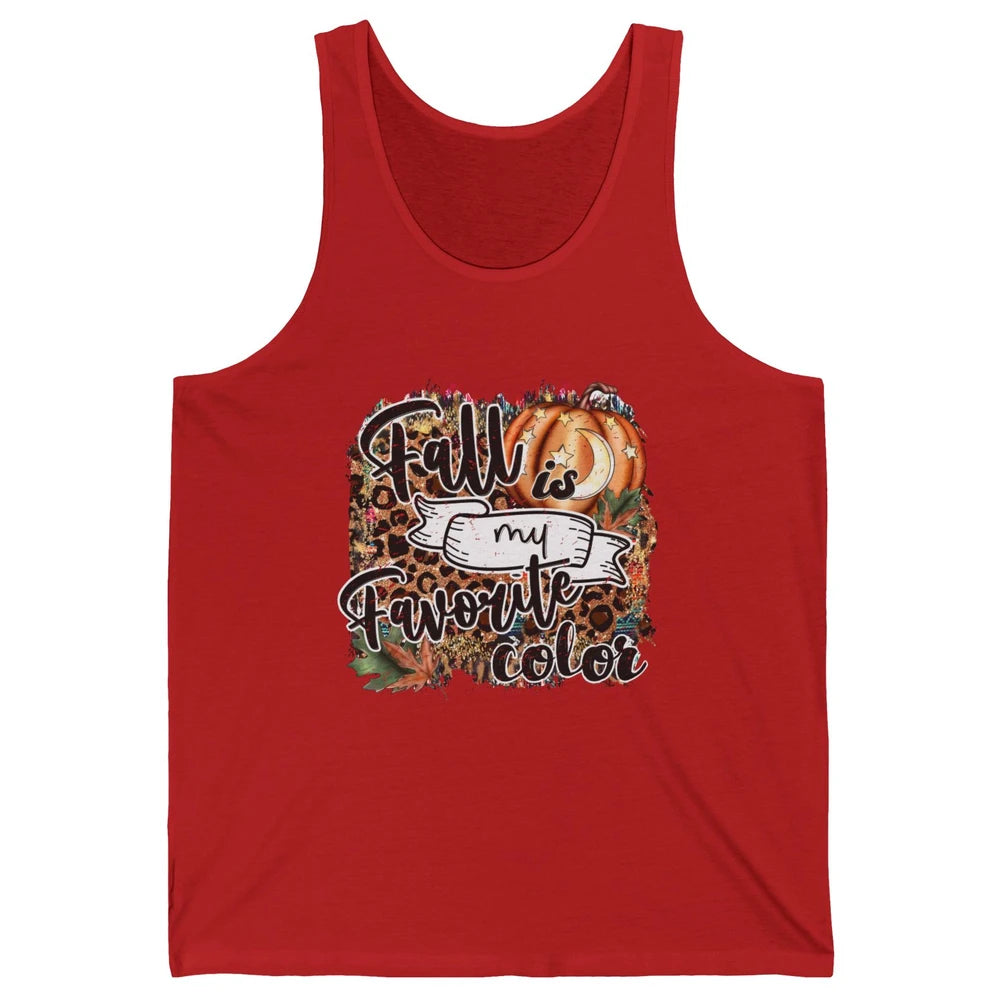 Retro Pumpkin Fall Is My Favorite Color Leopard Autumn Gift Unisex Jersey Tank