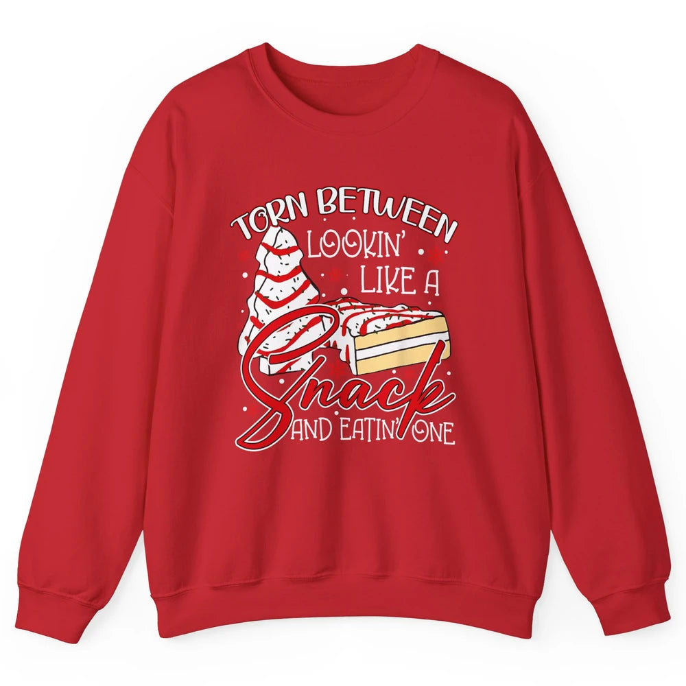 Christmas Tree Cake Torn Between Look Like a Snack Eat One Unisex Crewneck Sweatshirt