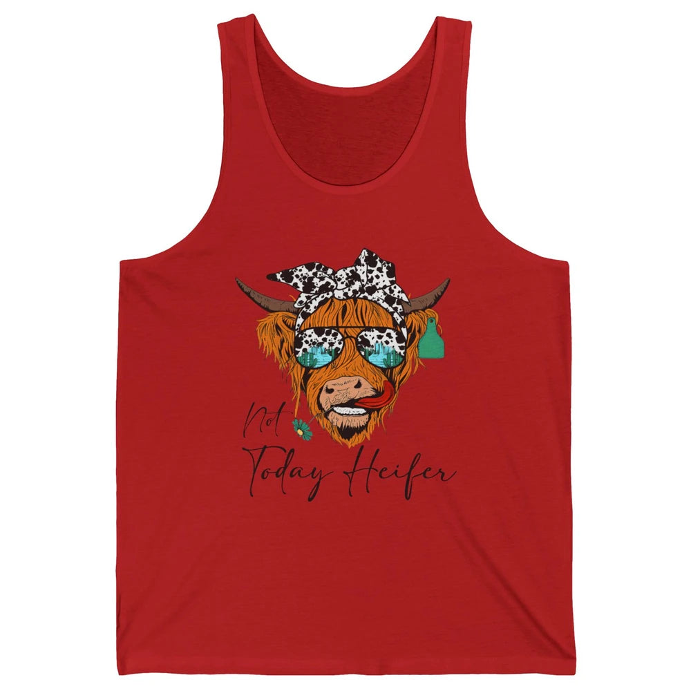 Desert Highland Cow Sunglasses Not Today Heifer Cow Lovers Unisex Jersey Tank