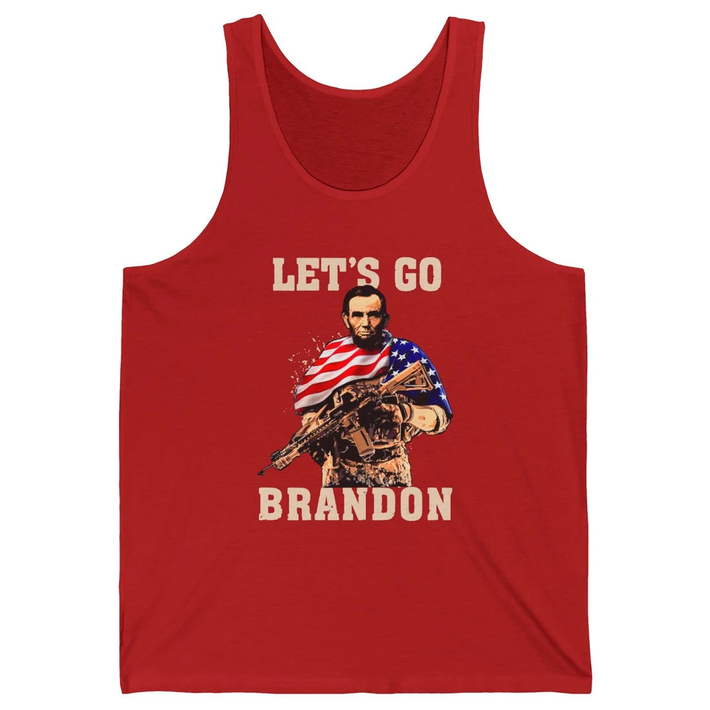 Abraham Lincoln US Flag Lets Go Brandon Conservative Liberal Unisex Jersey Tank