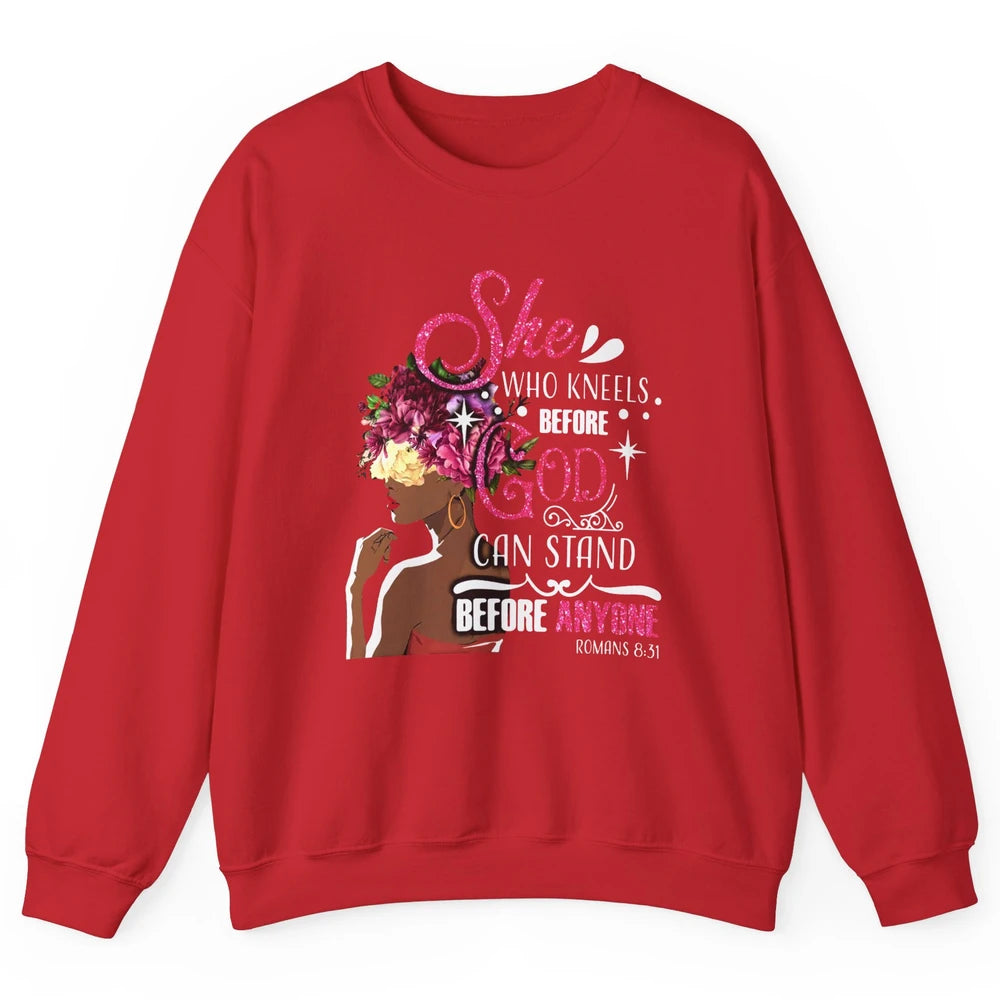 Black Girl She Who Kneels Before God Christian Afro Women Unisex Crewneck Sweatshirt