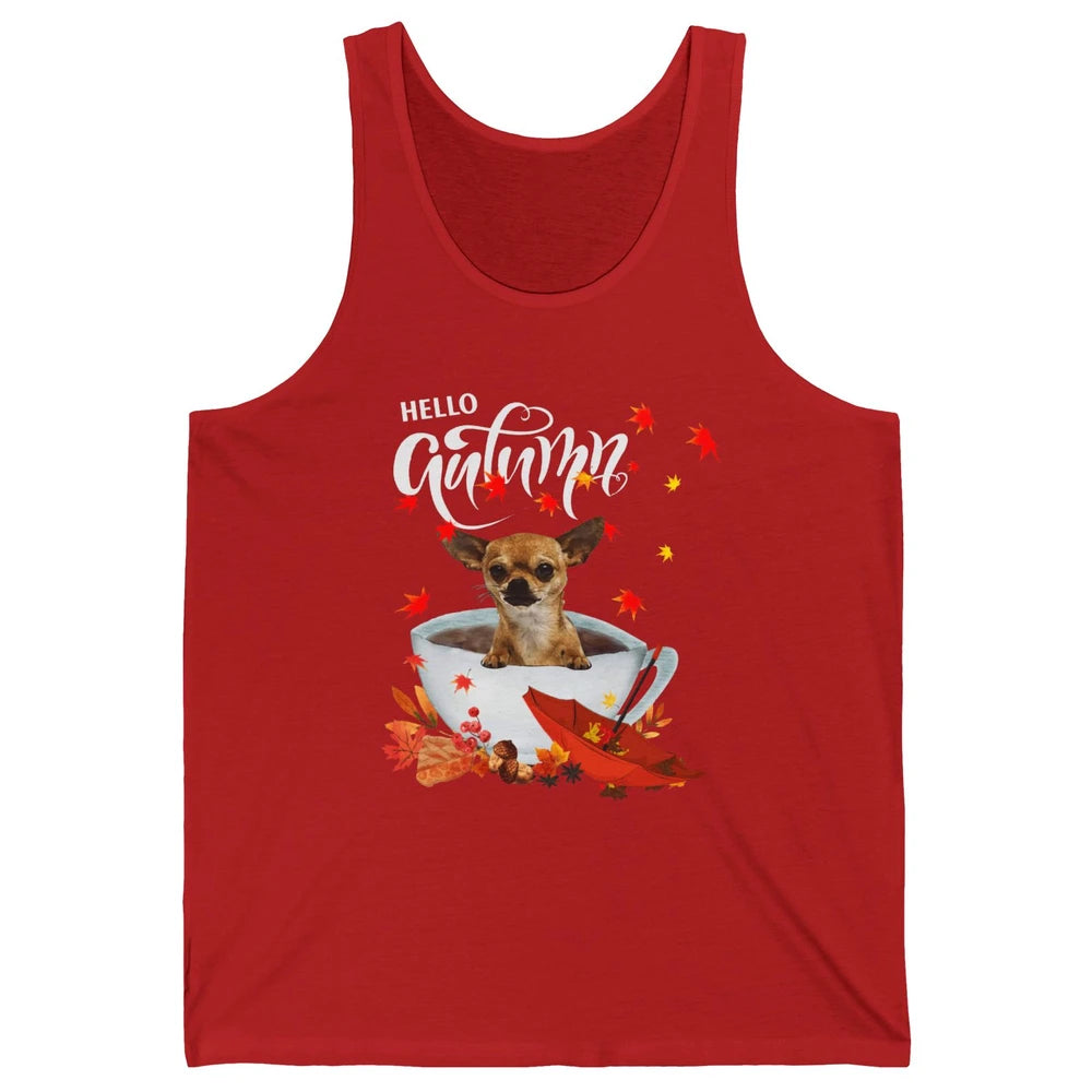 Chihuahua Autumn Dog And Coffee Fall Thanksgiving Chihuahua Unisex Jersey Tank
