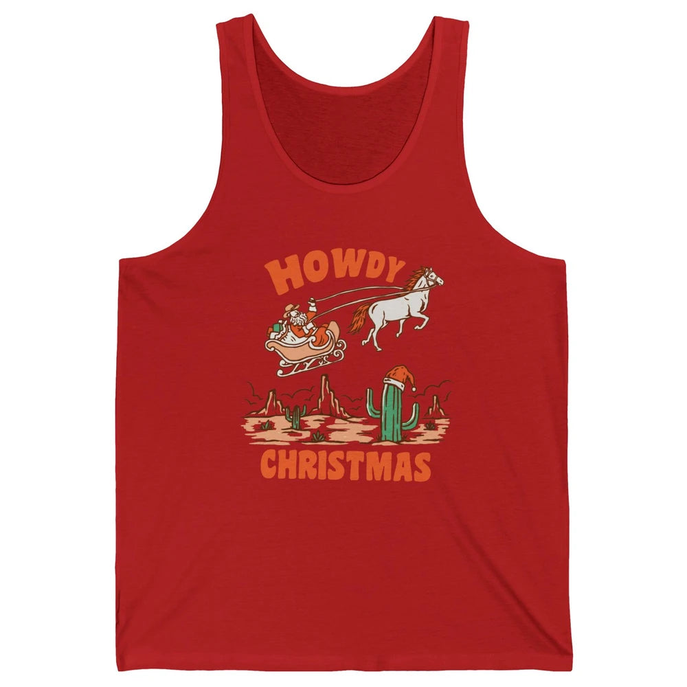 Desert Santa Riding Horse Howdy Christmas Western Country Unisex Jersey Tank