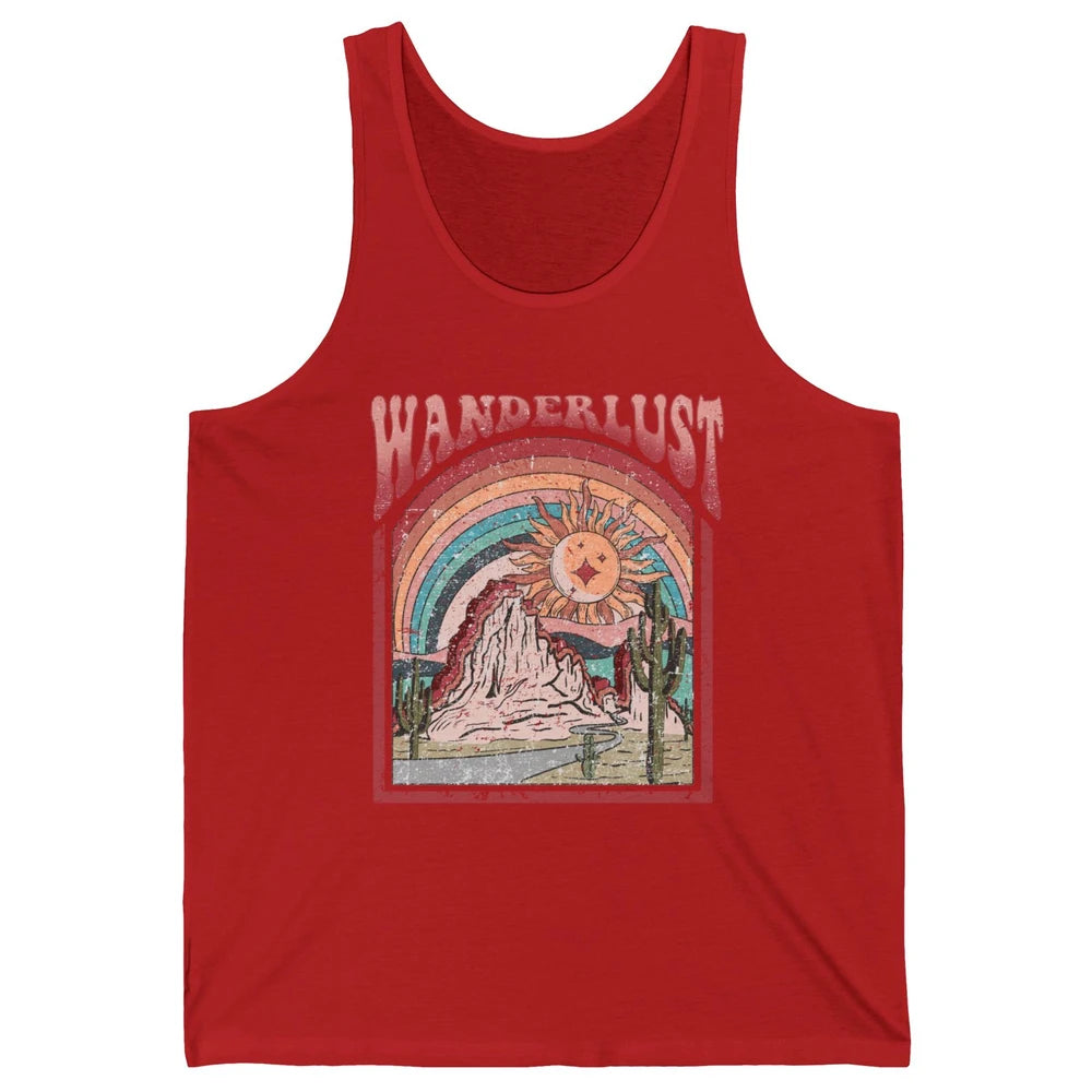 Retro Wanderlust Desert Cactus Wander Boho Adventure Western Unisex Jersey Tank