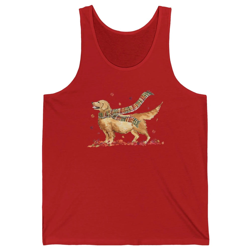 Funny Golden Retriever Autumn Falling Leaves Halloween Fall Unisex Jersey Tank