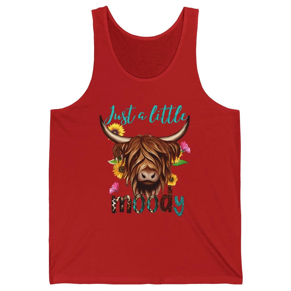Funny Heifer Cow Just A Little Moody Leopard Western Country Unisex Jersey Tank