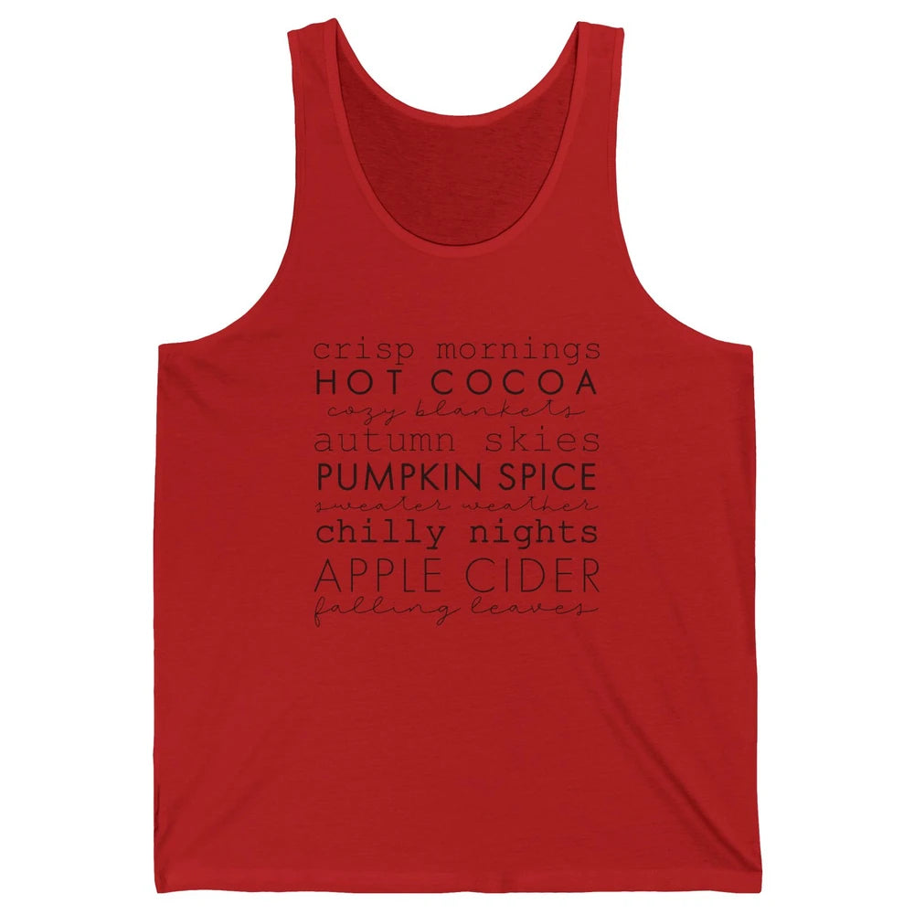 Fall Gift Sweater Weather Apple Cider Falling Leaves Autumn Unisex Jersey Tank
