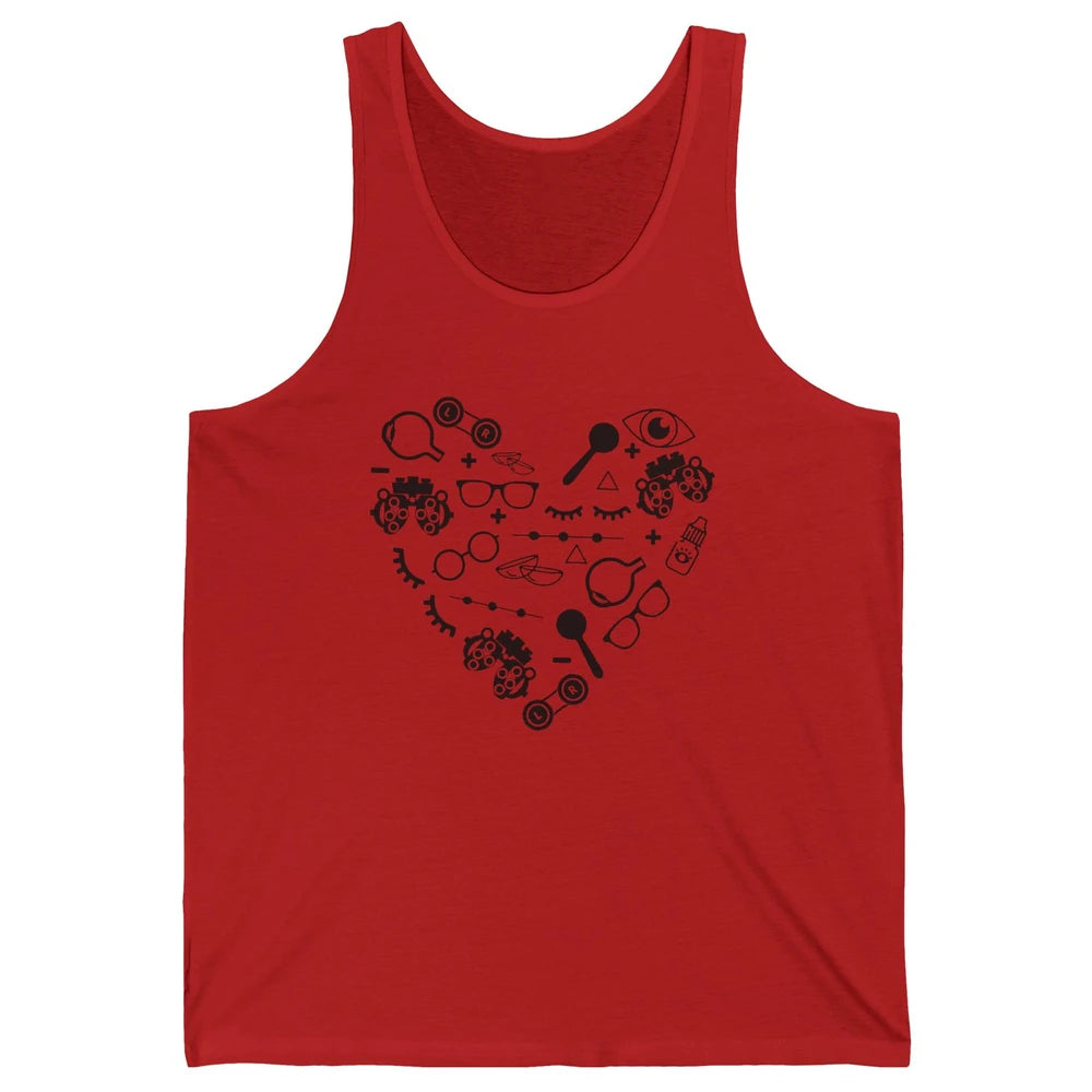 Optometry Symbols Heart Eyeglasses Spectacles Optician Life Unisex Jersey Tank