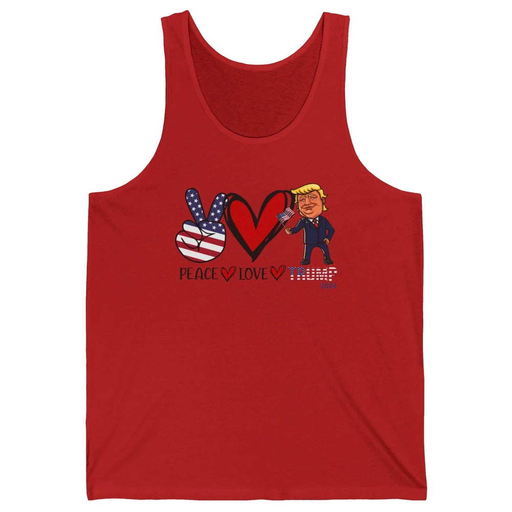 Peace Love Trump 2024 US Flag President Trump Return Support Unisex Jersey Tank