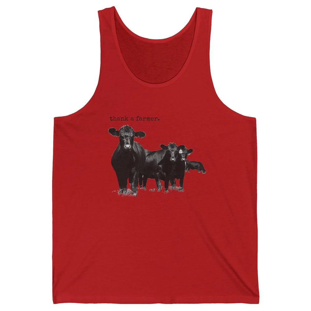 Funny Cow Gang Thank A Farmer Farm Animals Cattles Western Unisex Jersey Tank