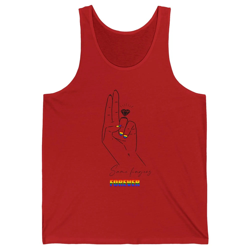 Same Fingers Forever Bride LGBT Engaged Gay Bachelorette Unisex Jersey Tank