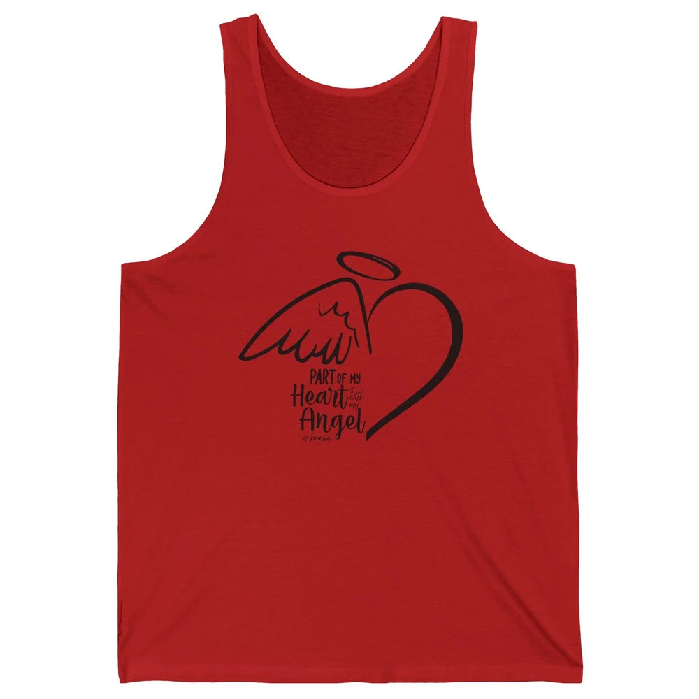 Part Of My Heart Is With My Angel In Heaven Memorial Family Unisex Jersey Tank
