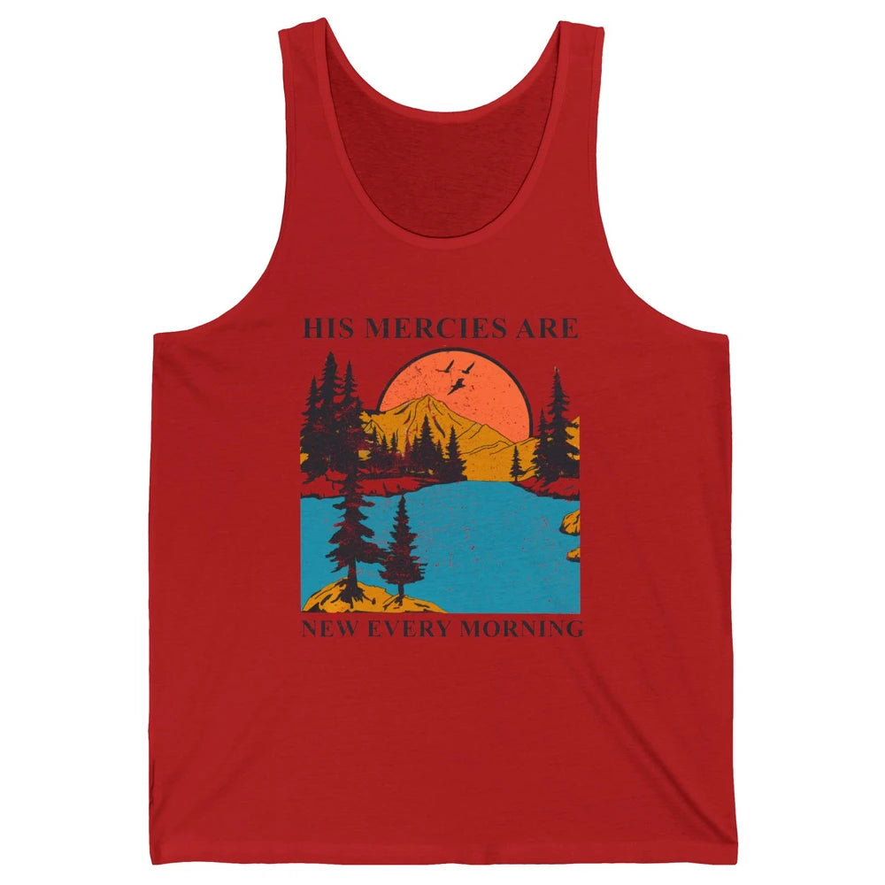 Retro Mountain His Mercies Are New Every Morning Christian Unisex Jersey Tank