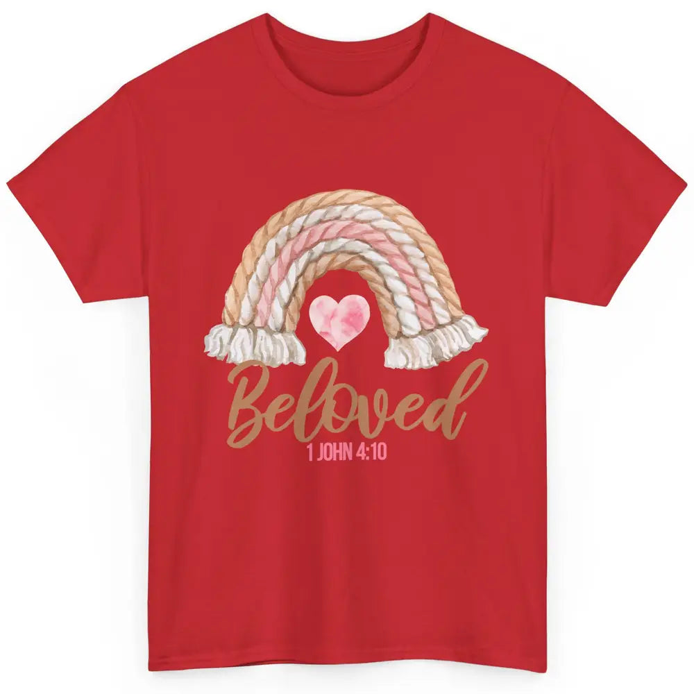 Beloved Christian Women Vintage Rainbow Bible Verse Heart Classic Unisex T-Shirt