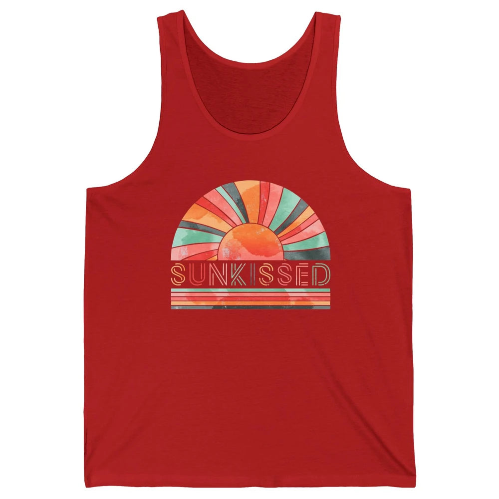 Retro Rainbow Sunkissed Summer Beach Life Vintage Boho Unisex Jersey Tank