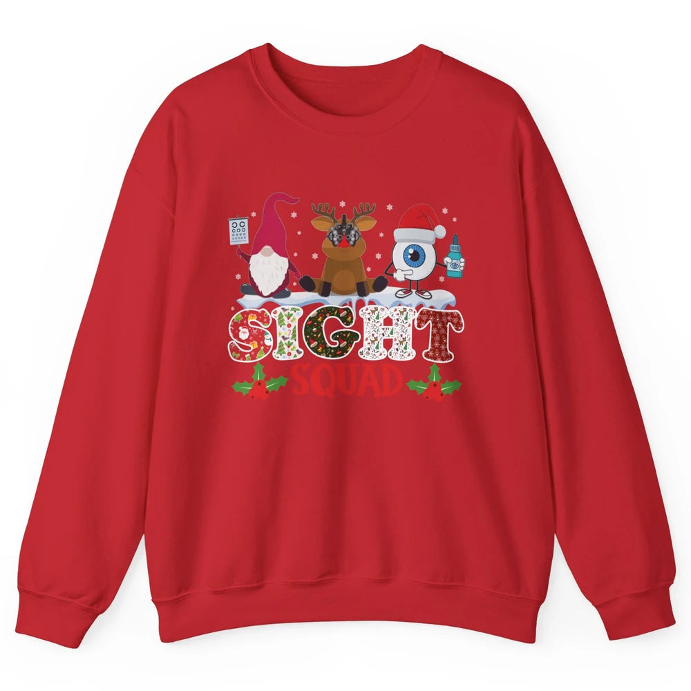 Optometrist Sight Squad Gnome Reindeer Optician Christmas Unisex Crewneck Sweatshirt