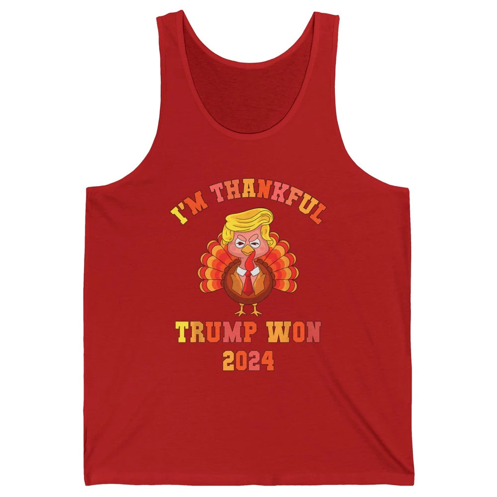Funny Donald Trump Make Thanksgiving Great Again Thankful Trump Won Republican Unisex Jersey Tank