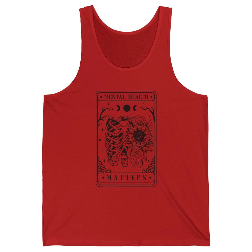Floral Rib Cage Mental Health Matters Tarot Card Halloween Unisex Jersey Tank
