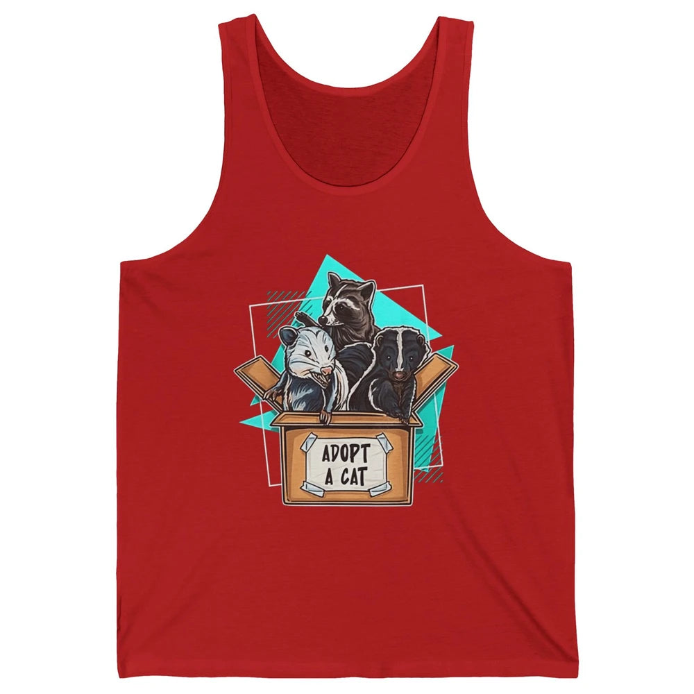 Adopt Forbidden Cats In Box Raccoon Skunks Possum Vaporwave Unisex Jersey Tank