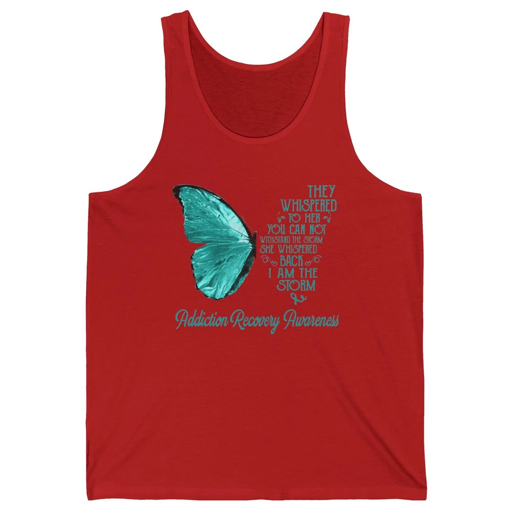 Addiction Recovery Awareness Ribbon Butterfly I'm The Storm Unisex Jersey Tank
